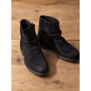 Rodd & Gunn Mens Black Suede Side Zip Ankle Boots Size 40 Distressed Casual Boot